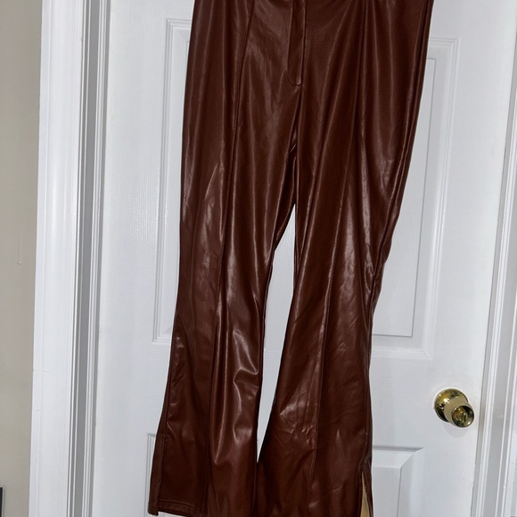 Brown Faux Leather Pants - Picture 4 of 10